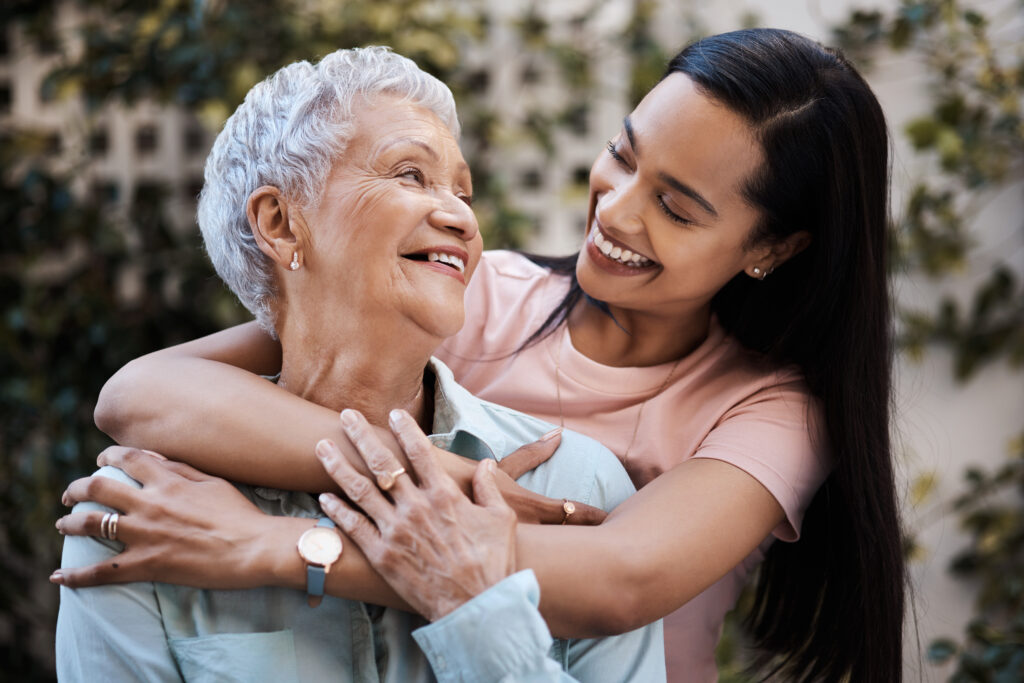 daughter hugging her mother